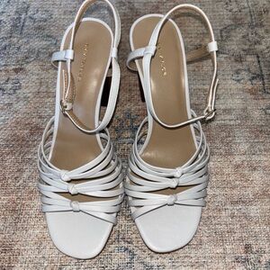 Ann Taylor White Leather Strappy Sandals